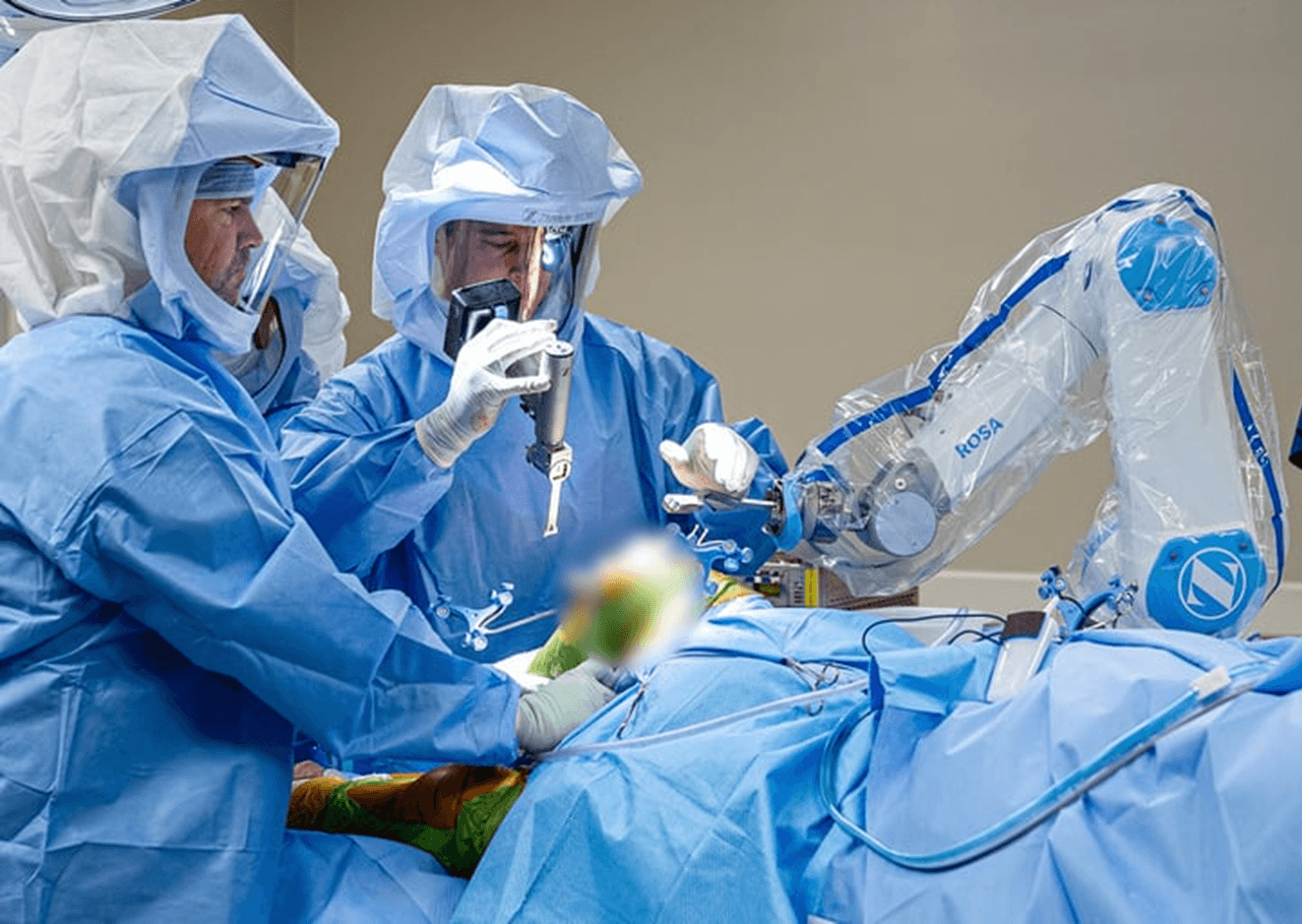 Patient walking after knee replacement